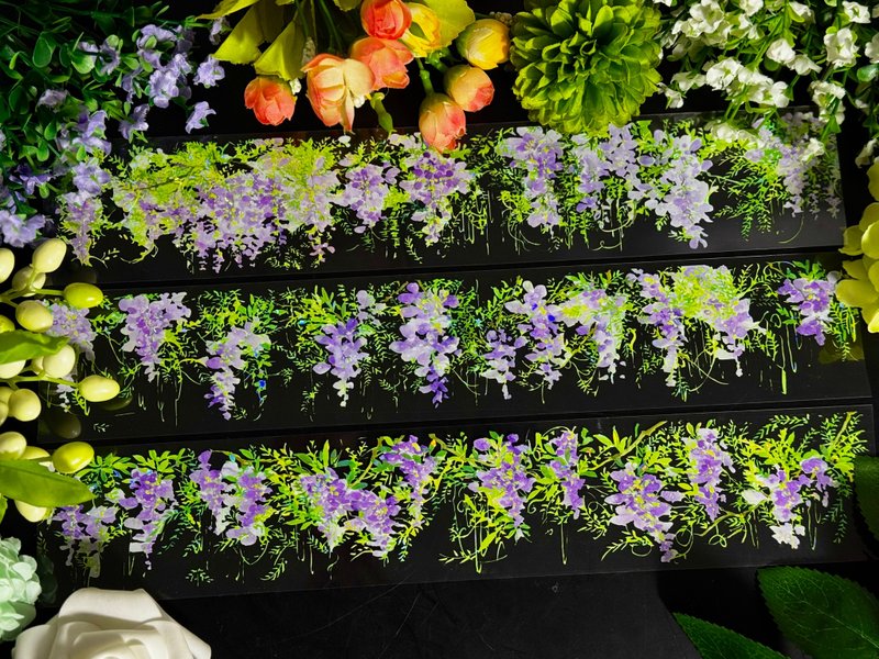 紫蔓垂青 PET 紙膠帶 白墨貝殼光 10米卷 - 紙膠帶/和紙/PET - 塑膠 多色