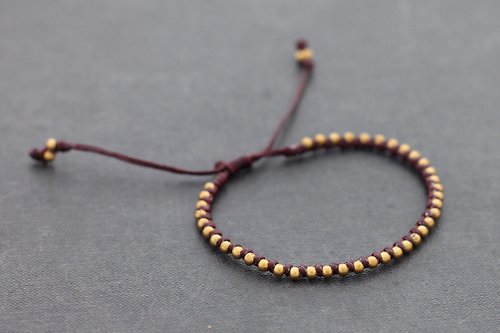 xtravirgin 勃艮第打結黃銅中性可調節手鍊編織串珠最小