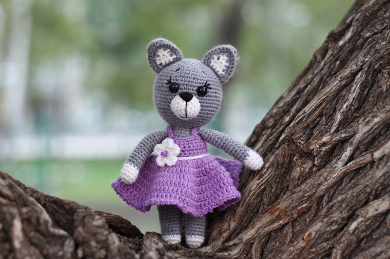 Crochet kitty, Crochet kitty Stuffed, toy knitted kitty, Cute plush animals - Kids' Toys - Wool 