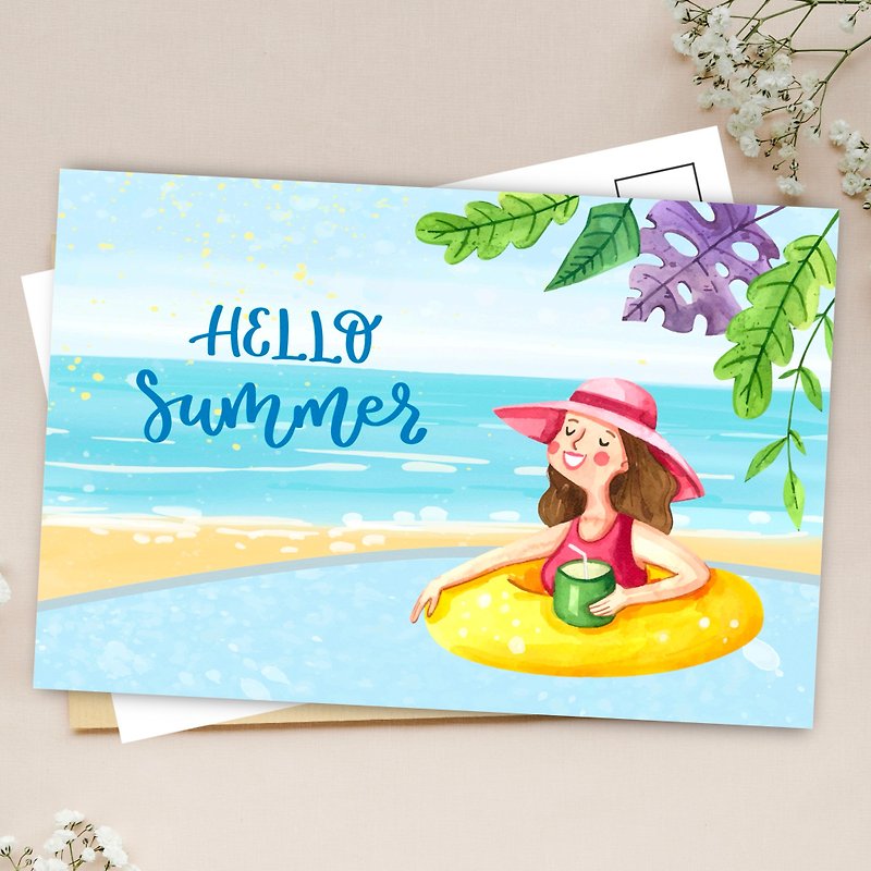 こんにちは夏のポストカード - カード・はがき - 紙 
