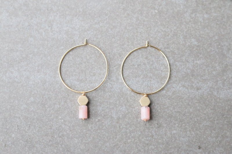 【換季特賣】  黃銅 耳環 1166-芭蕾舞 - 耳環/耳夾 - 寶石 粉紅色