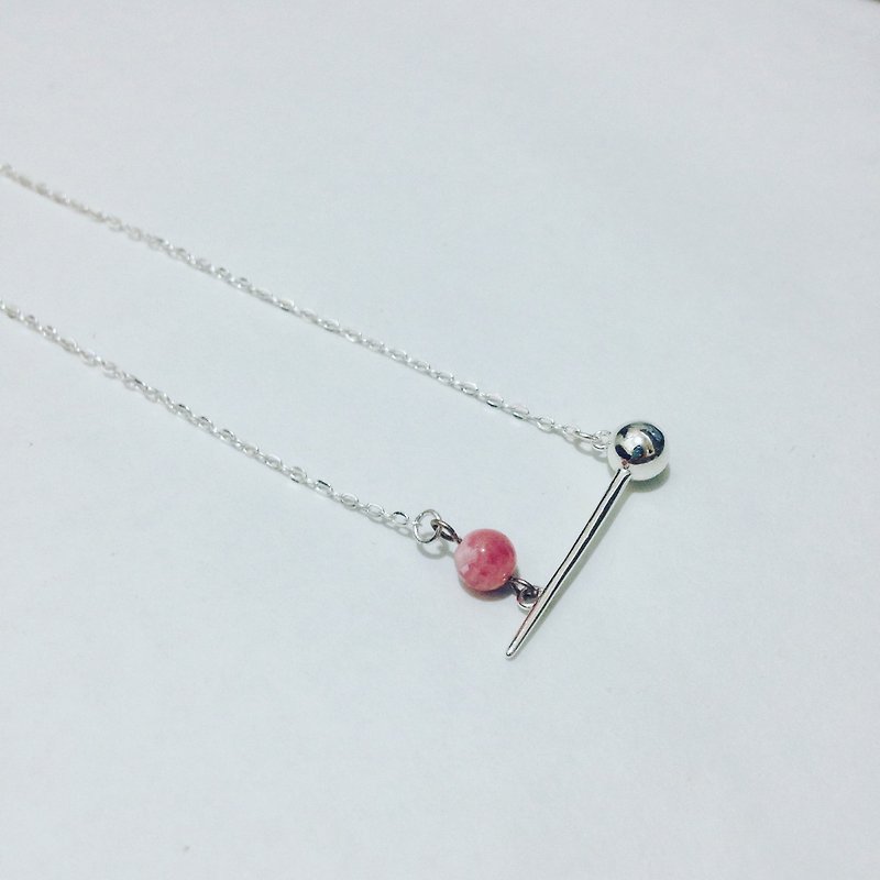 【 PURE COLLECTION 】- balanced relationship .925 silver / rhodochrosite necklace / summer / simple - Necklaces - Other Metals Multicolor