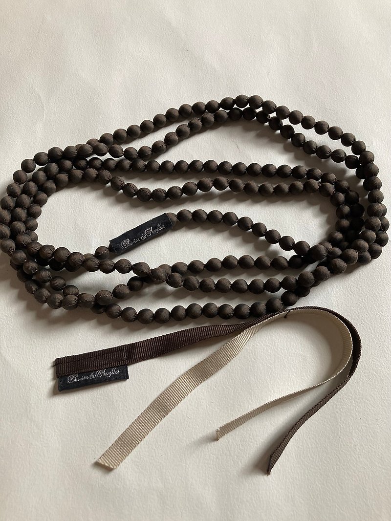 Silk ball necklace color 03 dark brown - Necklaces - Silk Brown
