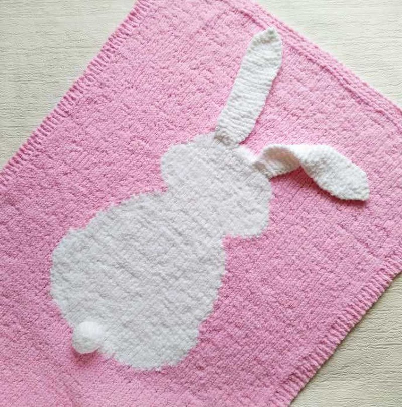 Soft plush bunny baby set, blanket and pillow cover with zippers - 枕頭/抱枕 - 聚酯纖維 粉紅色