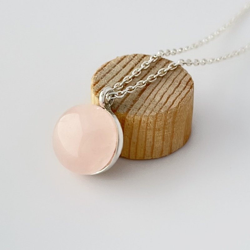 Pendant in 925 Sterling Silver with Rose Quartz Stone - 項鍊 - 寶石 粉紅色