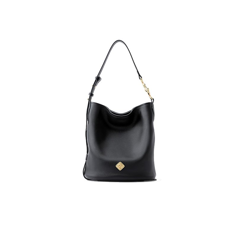 Lucky Leather Bucket Bag - Messenger Bags & Sling Bags - Genuine Leather Black