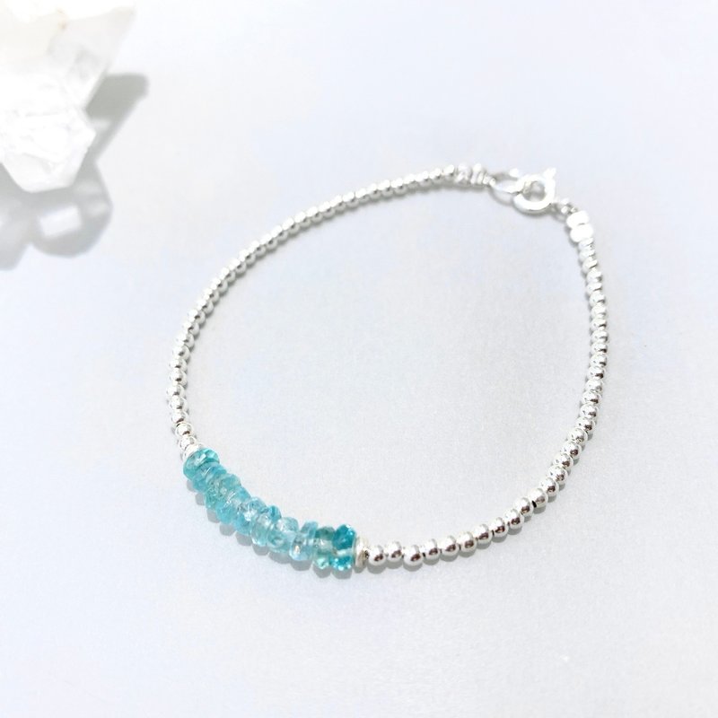 Ops Apatite Silver bracelet -磷灰石/純銀/湖水藍/天然石 - 手鍊/手環 - 寶石 藍色