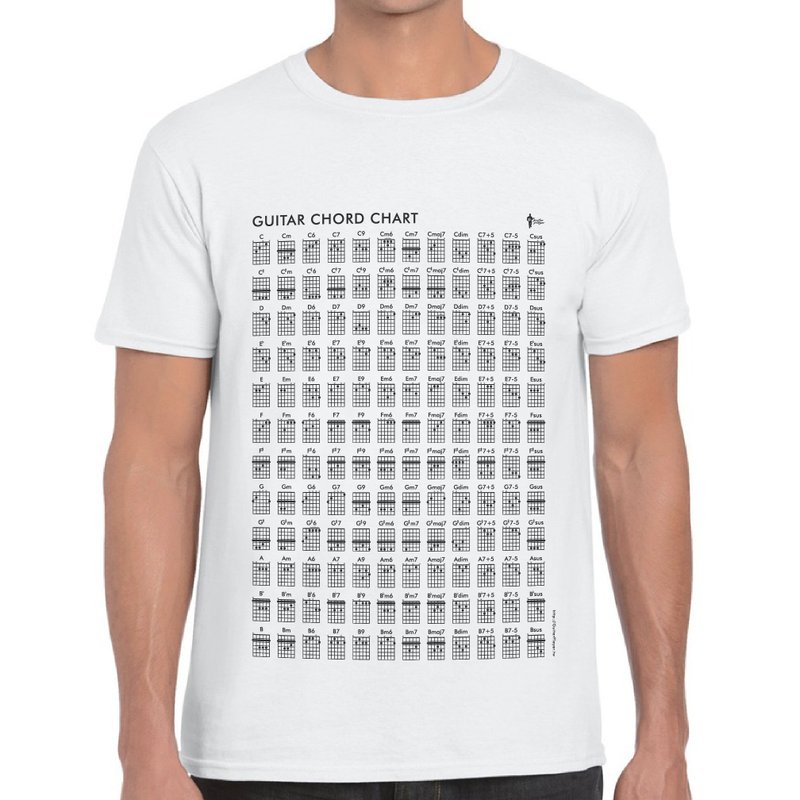 Guitar Player 144 Guitar Chord Chart Clothes Guitar Chord Tshirt Music - Other - Cotton & Hemp White