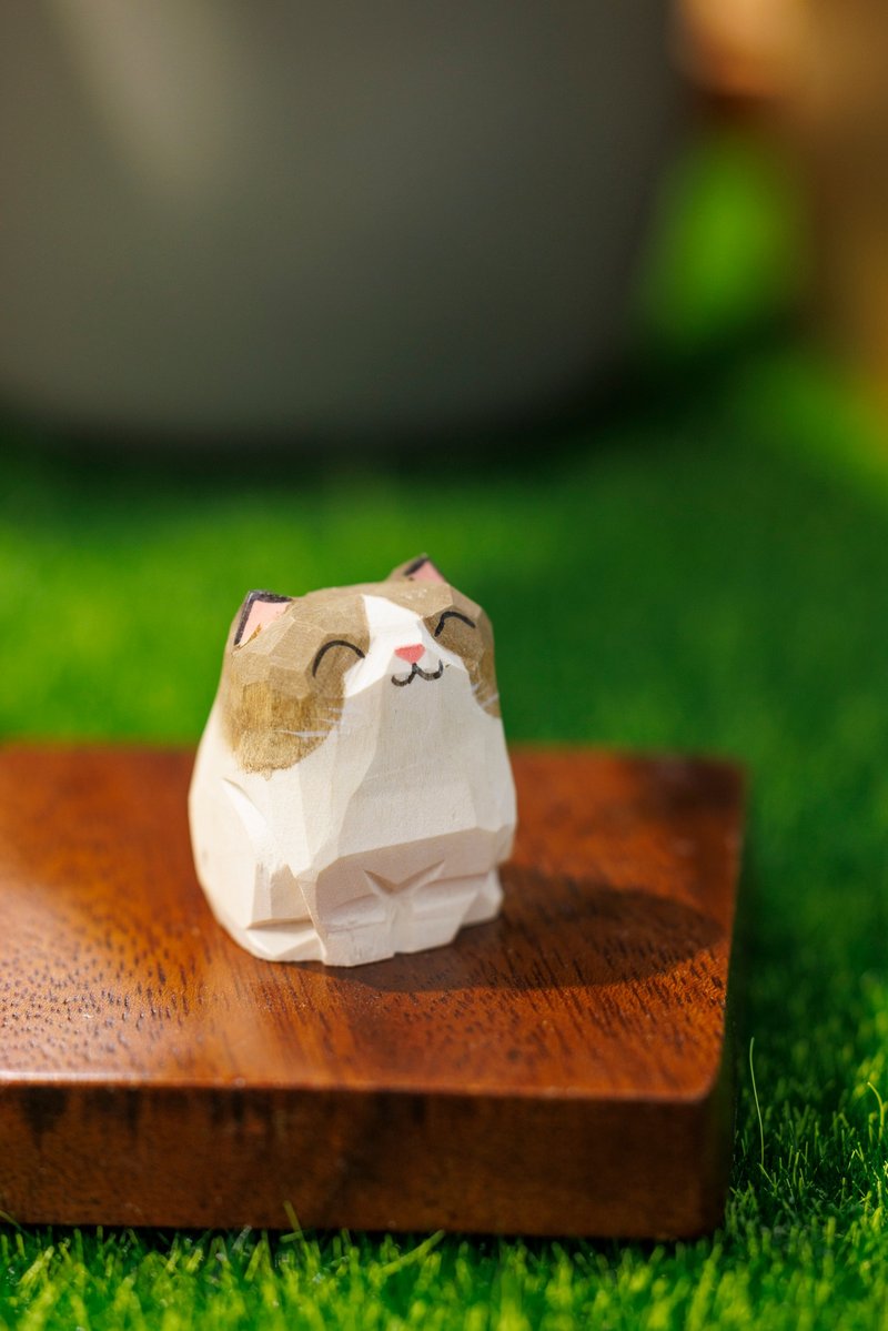Islandoffer島嶼製作 椴木木雕布偶小貓咪 - 擺飾/家飾品 - 木頭 咖啡色