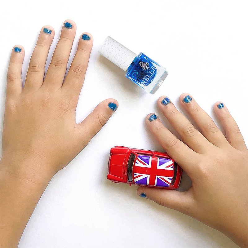 UK【Miss Nella】Kids Water-Based Safe Nail Polish-Sequin Cool Kids Dark Blue (MN21) - Nail Polish & Acrylic Nails - Other Materials Multicolor