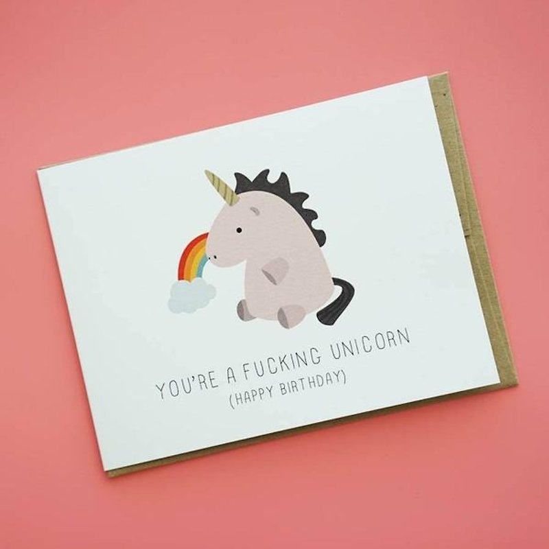 "You're a fucking unicorn" Birthday Card - การ์ด/โปสการ์ด - กระดาษ หลากหลายสี