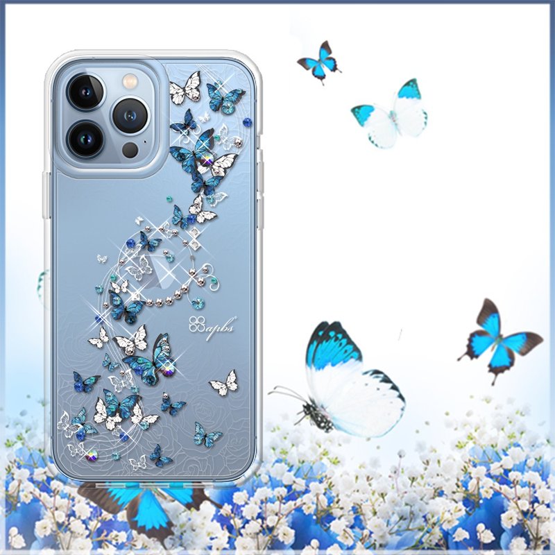 iPhone16/15/14/13/12/11 series thin and light military-standard anti-fall colored diamond phone case-Blue Waltz - เคส/ซองมือถือ - วัสดุอื่นๆ หลากหลายสี