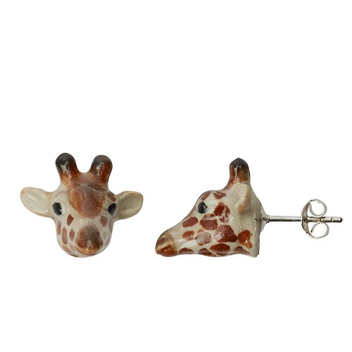 And Mary And Mary 手繪瓷耳環-長頸鹿 禮盒裝 Giraffe Head Stud Earrings