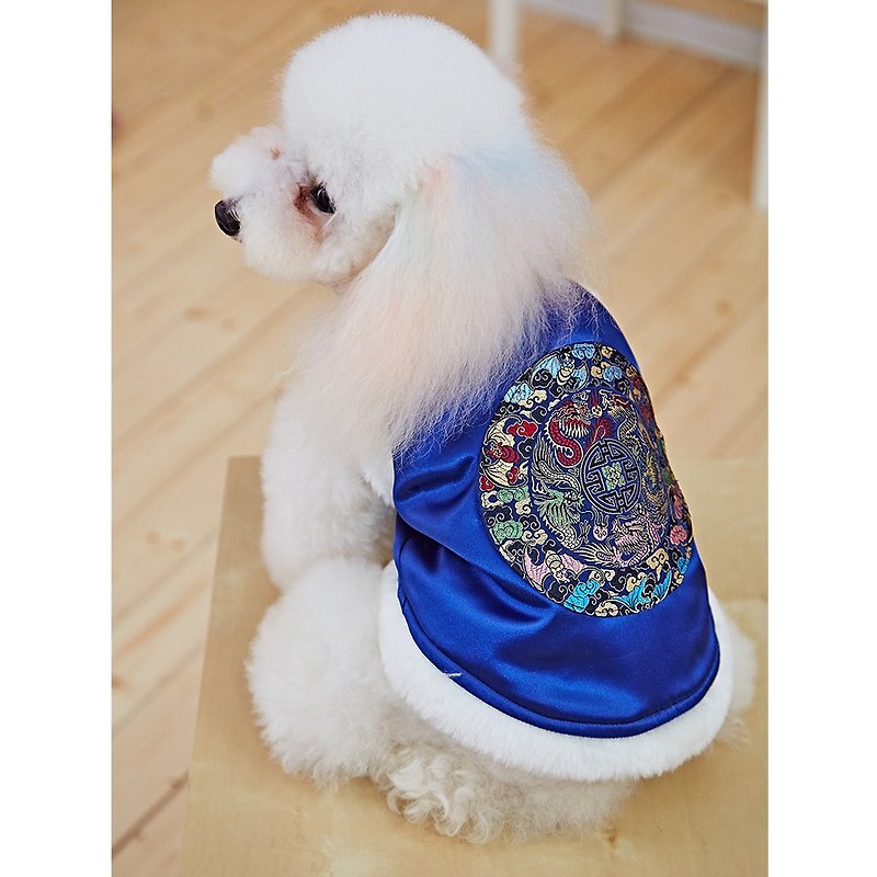 Pet clothes cheongsam modeling Chinese style (blue) - Clothing & Accessories - Cotton & Hemp Blue