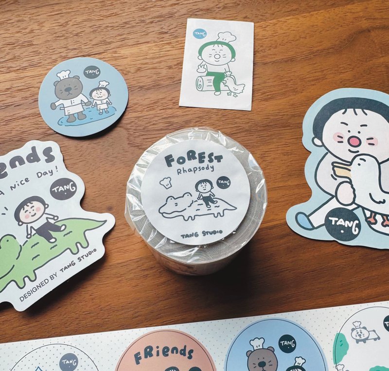 [Tang Xiao Tang] Forest Series Cute Round Label Sticker Roll / Forest Circle Sealing Sticker - สติกเกอร์ - วัสดุอื่นๆ หลากหลายสี