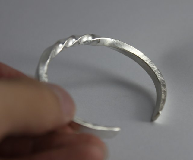 Twist and Hammer texture - handmade sterling silver bracelet