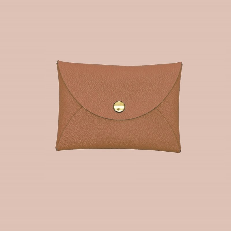 Customized Gift Leather Macaron Dream Brown Card Holder/Wallet/card holder/card cas - ที่เก็บนามบัตร - หนังแท้ สีนำ้ตาล