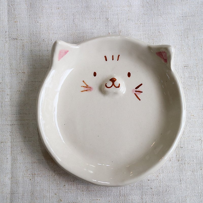 cat plate - จานเล็ก - ดินเผา 