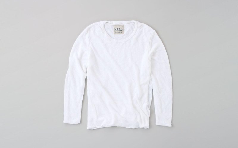 Linen knit women / S long sleeve pullover white - Women's Tops - Cotton & Hemp White