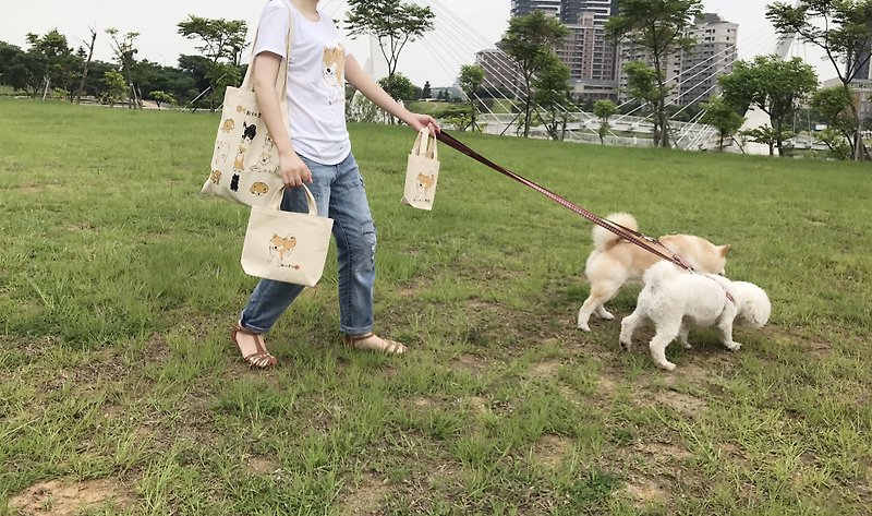 Shiba Inu Canvas Tote Bag - Natural Color 12oz - Handbags & Totes - Cotton & Hemp White