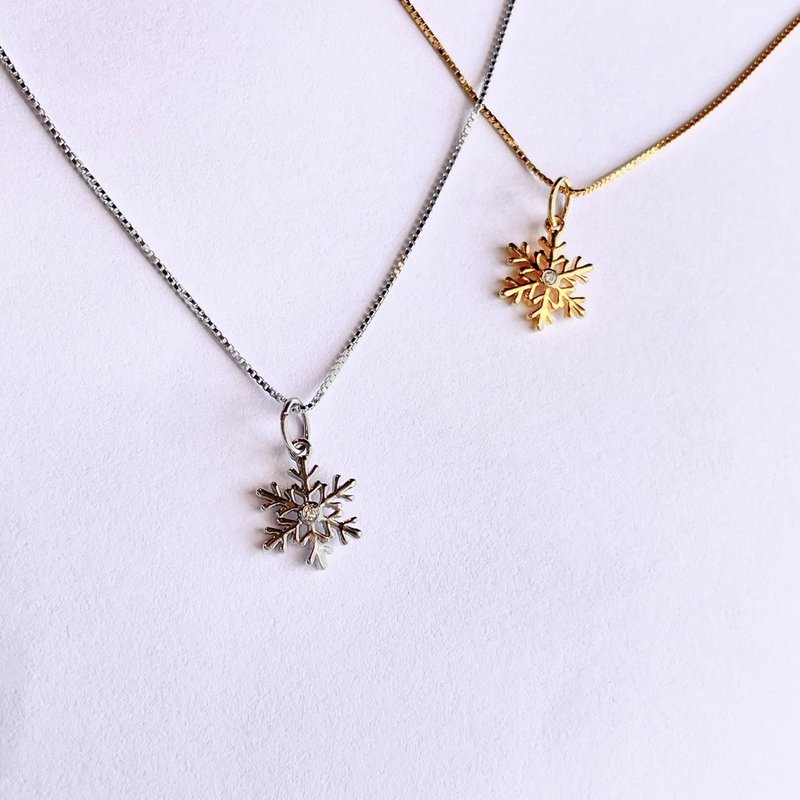 │Everyday│Snowflake•Micro-inlaid Stone •Clavicle chain•Sterling silver necklace•Anti-allergic - สร้อยคอ - เงินแท้ 