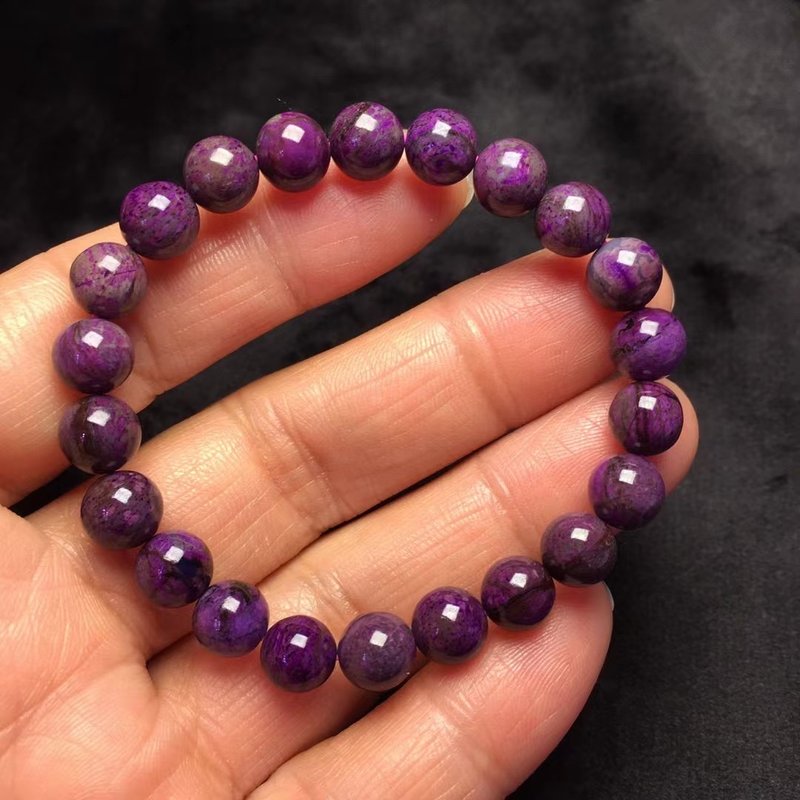 Old oil Shu Jilai bracelet Peach and purple anti-cancer Gemstone - สร้อยข้อมือ - เครื่องเพชรพลอย 