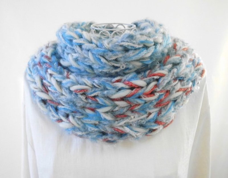 (Empty sunrise) Merino wool and alpaca-filled, fluffy ♪ snood - Scarves - Other Materials Blue