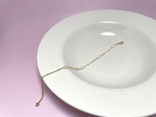 Athena珍珠設計 極簡風 天然淡水珍珠 冷白光炫彩 米珠 手鏈