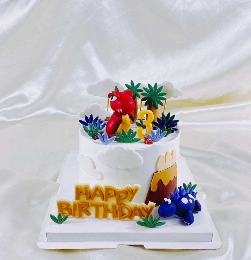 恐龍 生日蛋糕 翻糖 客製化 甜點 蛋糕 彌月 婚禮 6 8吋 面交 - 蛋糕/甜點 - 新鮮食材 綠色