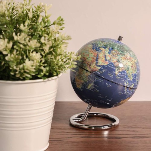SkyGlobe地球儀專門製所 SkyGlobe 5吋亮面衛星O型亮鉻底座地球儀