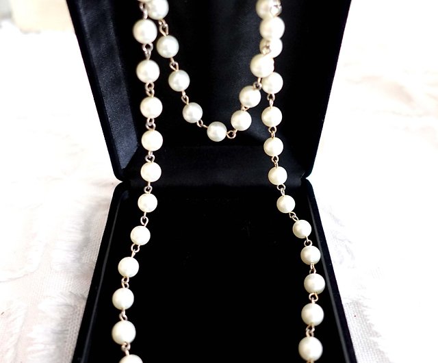 Vintage exquisite resin pearl necklace necklace Chanel style vintage  Wenqing Japanese second-hand medieval jewelry - Shop  Genius  Antique shop Necklaces - Pinkoi