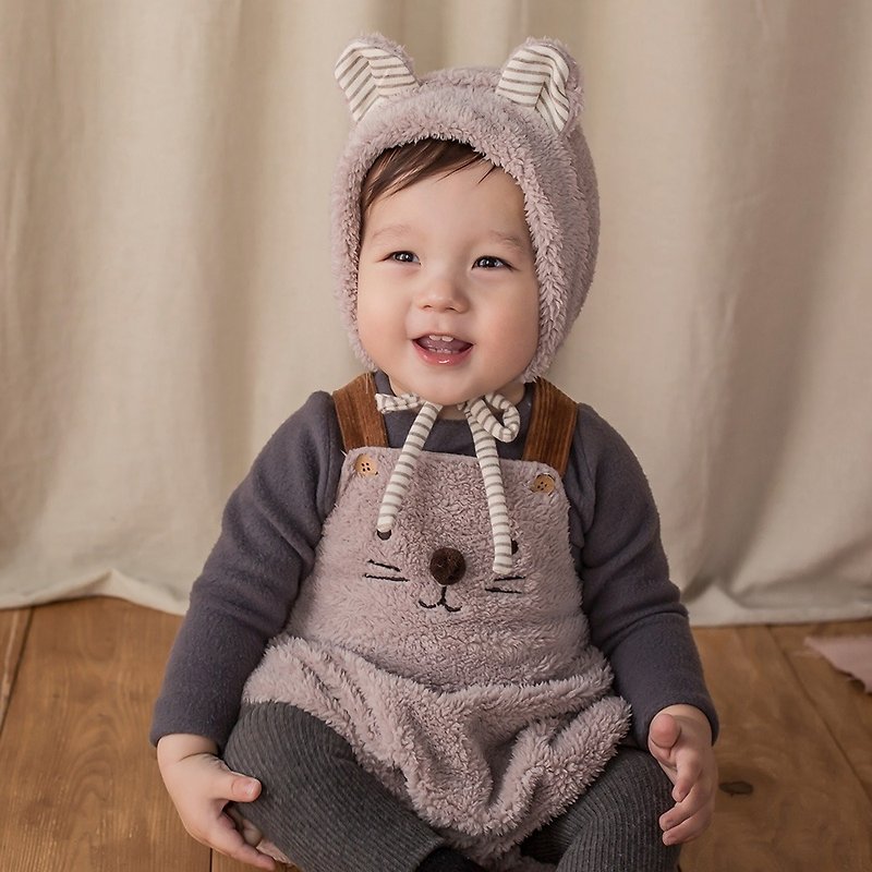 Happy Prince韓國製 Grad暖呼呼嬰兒禮盒(連身衣+嬰兒帽) - 嬰兒連身衣/包被/包巾 - 聚酯纖維 卡其色