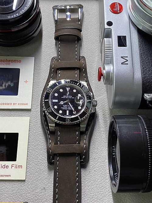 Eternitizzz 錶帶及手錶設計工房 復古深啡皮革20mm配皮底錶帶適用所有表款包括適配於勞力士 Omega
