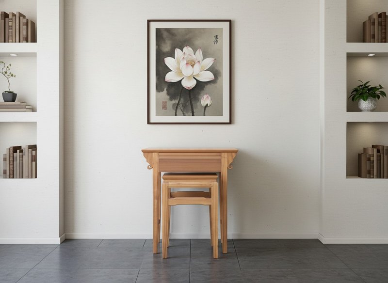 神聖なデザインのほぞ穴とほぞ道の方法で作られた如意の小さな神テーブル/現代の神テーブル/コンソールテーブル黒ハート石2フィート - その他の家具 - 木製 