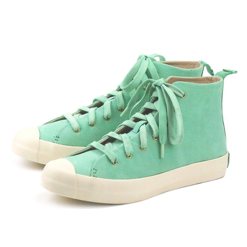 Leather sneakers HAND M1155C Mint - Men's Casual Shoes - Genuine Leather Green