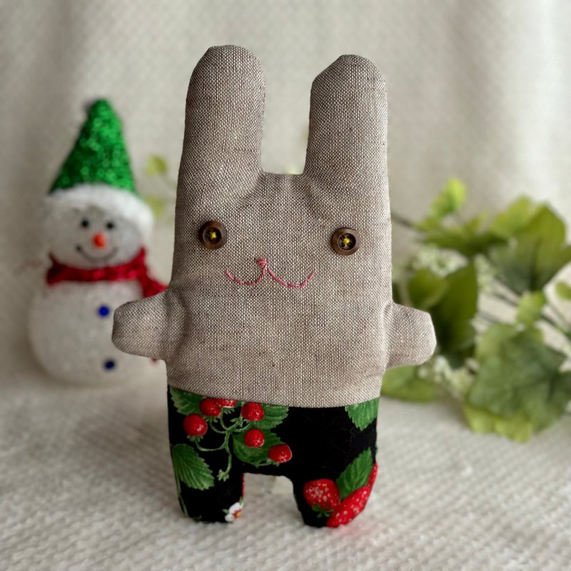 strawberry pants rabbit stuffed toy - ของเล่นเด็ก - ผ้าฝ้าย/ผ้าลินิน สีดำ