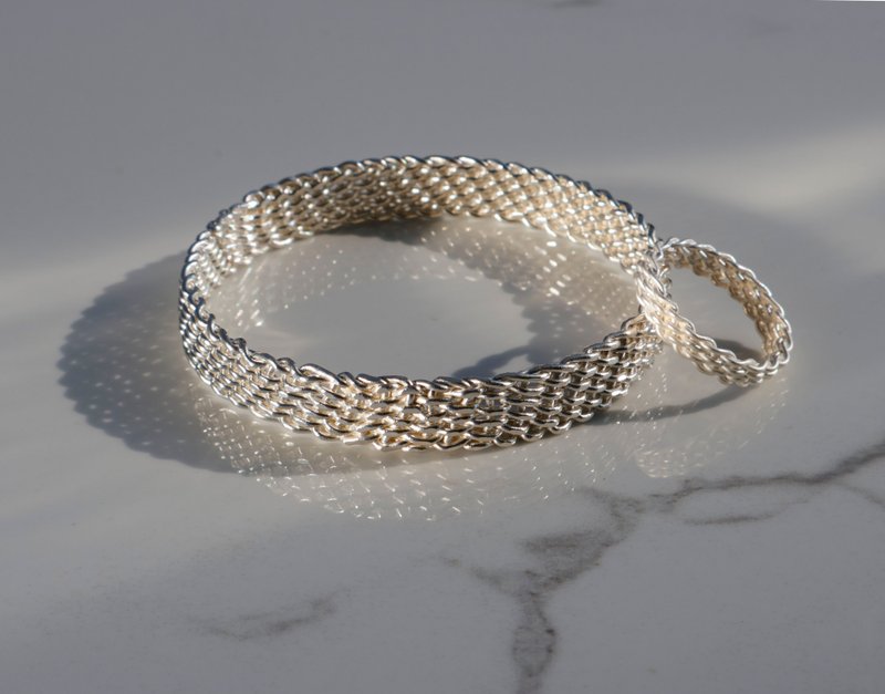 Christmas Gift [Customized] Brilliant Braided Bracelet | 999 Sterling Silver | Handmade | Wedding Gift | Christmas Gift - สร้อยข้อมือ - เงินแท้ สีเงิน