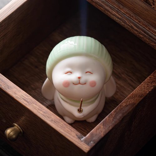 honorscent 喜薰就是好香 聖誕禮物【祈福小萌兔線香插座+迷你線香】天然線香 附香立插座