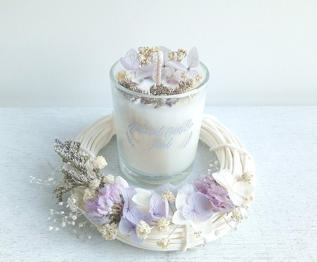 Wreath & Dried flower candles in glass