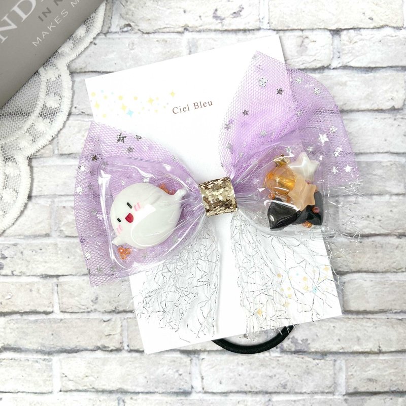 Clear tulle ribbon ghost purple silver gold hair tie - Hair Accessories - Other Materials Purple