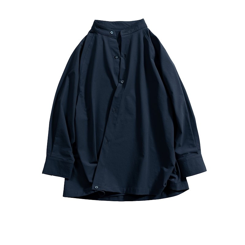 [Shenhai Pattern Cyanotic Blue] Original handmade Japanese collarless feather woven inner shirt - เสื้อเชิ้ตผู้ชาย - ผ้าฝ้าย/ผ้าลินิน ขาว