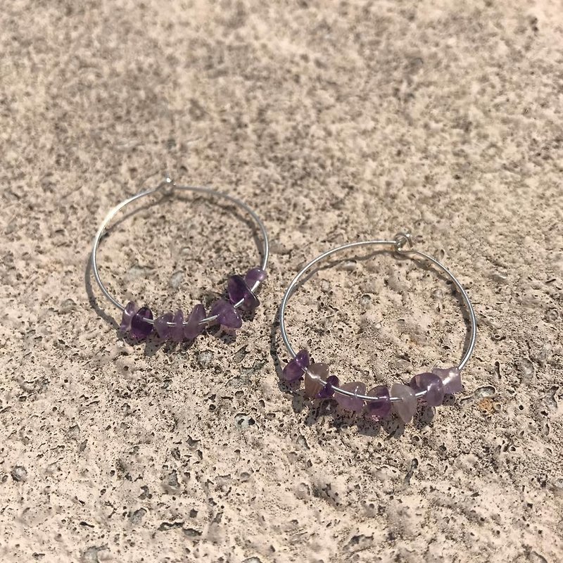 大圈 耳環 紫晶 姐妹禮物 結婚 聖誕禮物 閨蜜禮物 - 耳環/耳夾 - 其他金屬 紫色