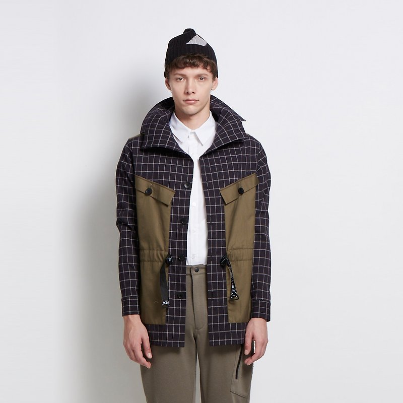 Take it easy-stand-up collar hooded thin jacket (Haige) - Men's Coats & Jackets - Cotton & Hemp Black