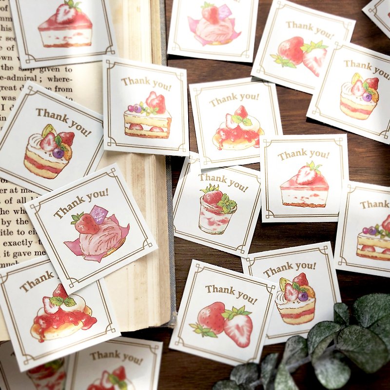 Thank you seal StrawberryCakes 35 strawberry sweets stickers - Stickers - Paper Red
