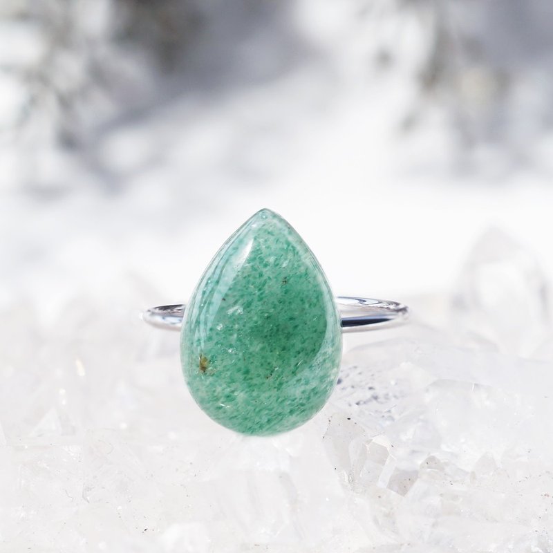 Green aventurine surgical stainless Stainless Steel ring Summer grass - General Rings - Gemstone Green