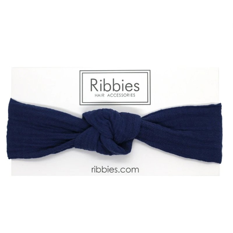 British Ribbies Children's Wide Twisted Headband-Navy Blue - เครื่องประดับผม - ผ้าฝ้าย/ผ้าลินิน 