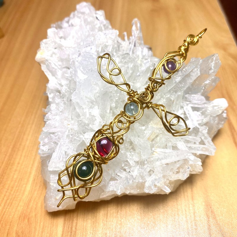 十字星 - 項鍊 - 水晶 多色