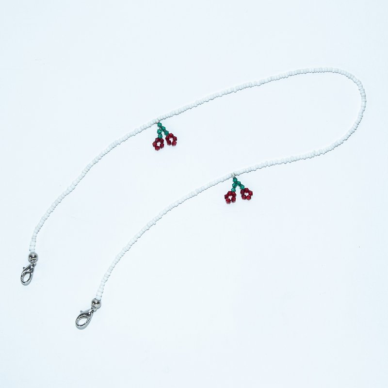 Happy CHERRY mask string / glasses string *inform in note* - Lanyards & Straps - Precious Metals White