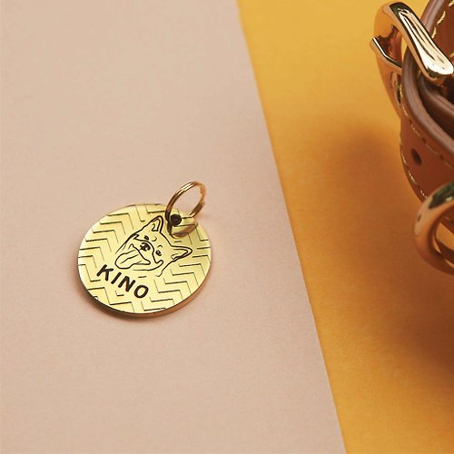 MrAndMrsSniff Gold Pet ID tag M 25 mm Thick Chinese Japanese Stainless steel | Sniff