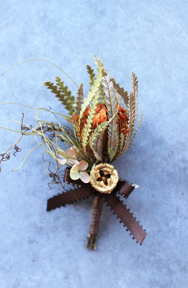 Handmade dried flower brooch [series] mountain spirit - เข็มกลัด - พืช/ดอกไม้ สีเขียว
